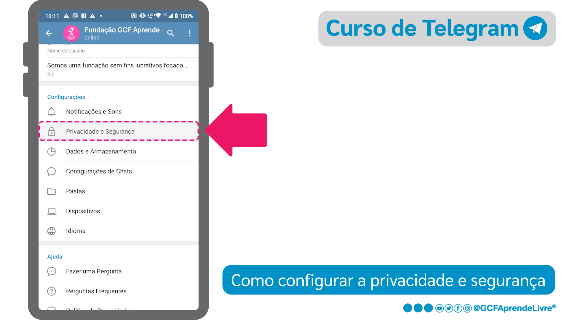 Como configurar a privacidade e seguranca do Telegram - passo 3